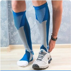 Men's Compression Socks - White and Blue